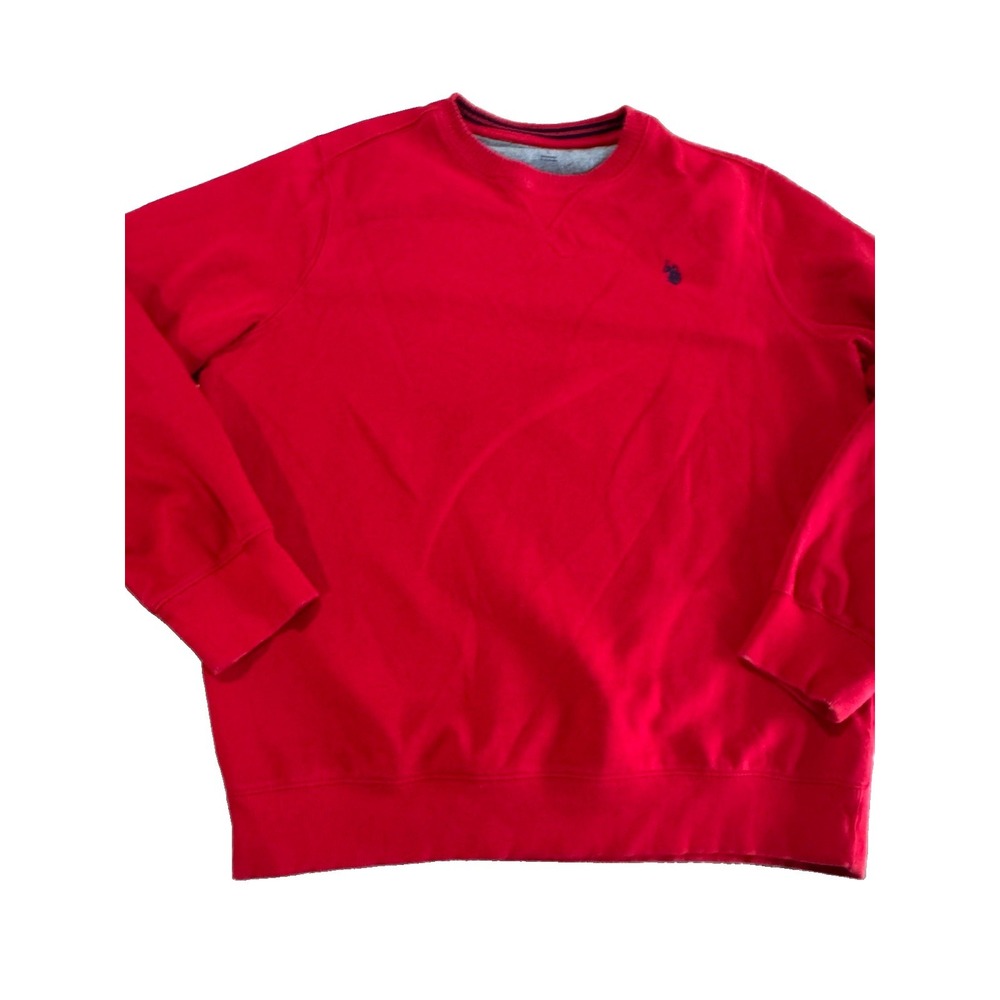 U.S. Polo Assn. Men's Red Solid Logo Fleece Crew Neck Pullover Sweatshirt S